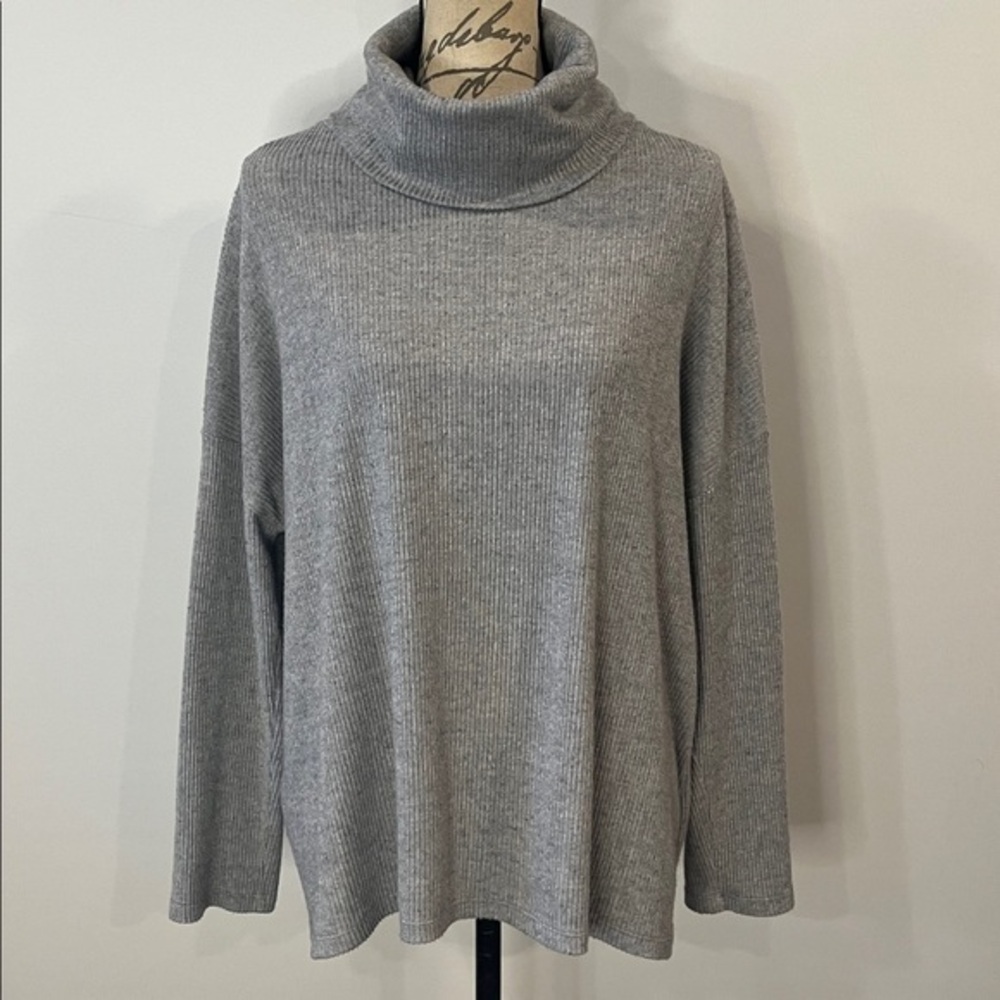 Dylan relaxed fit soft stretch ribbed cowl neck top M